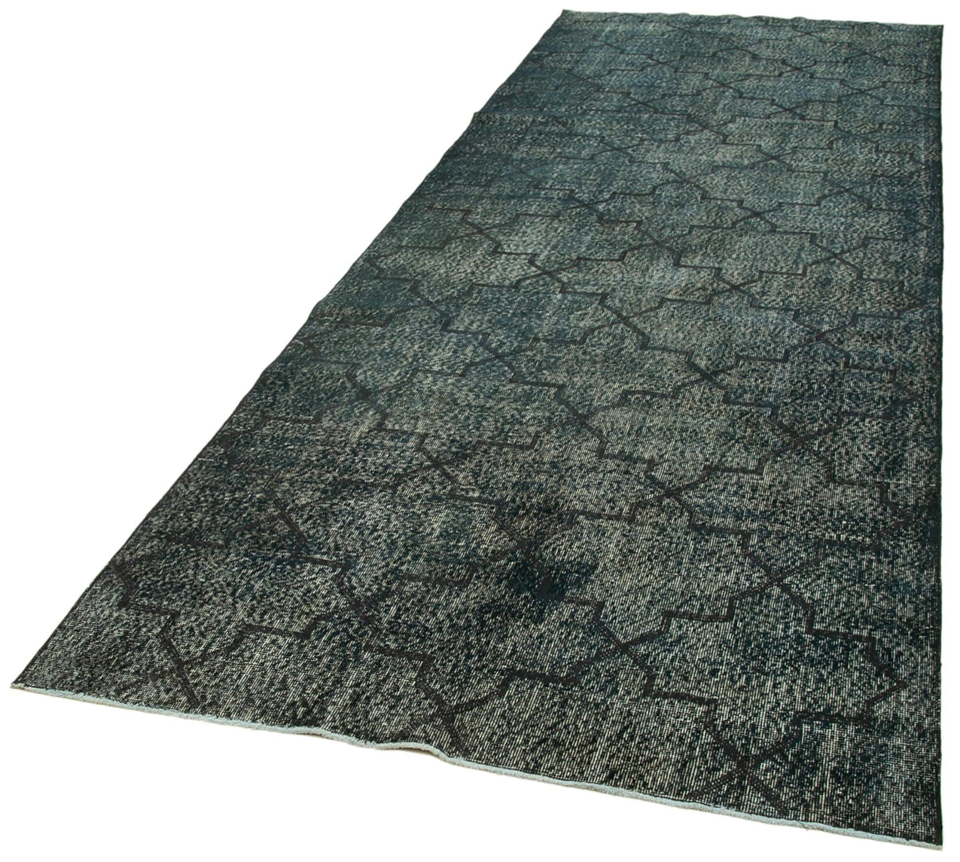 Geometric Carpet Siyah Geometrik Pamuk Yün El Dokuma Halısı 142x365 Agacan