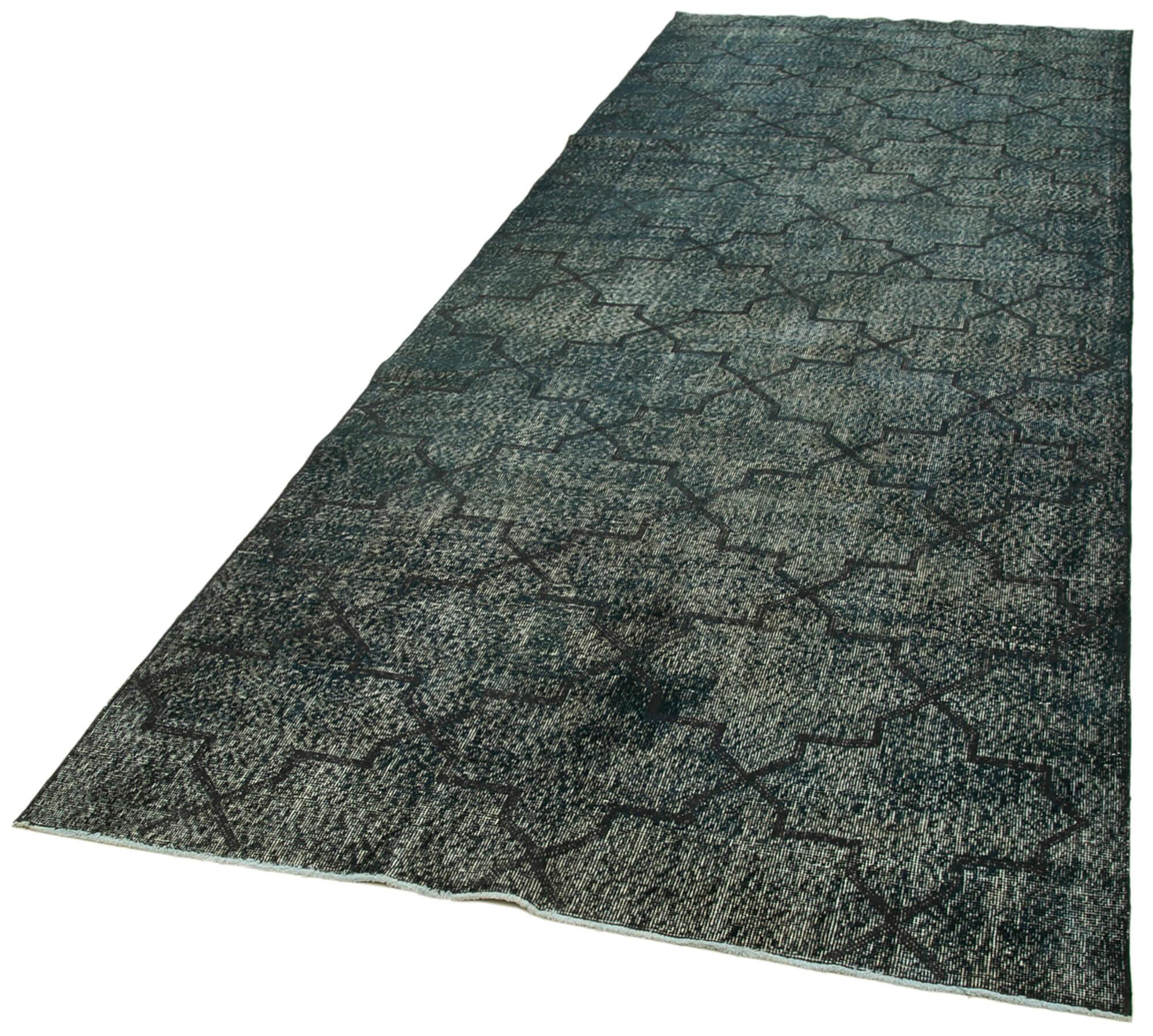 Geometric Carpet Siyah Geometrik Pamuk Yün El Dokuma Halısı 142x365 Agacan