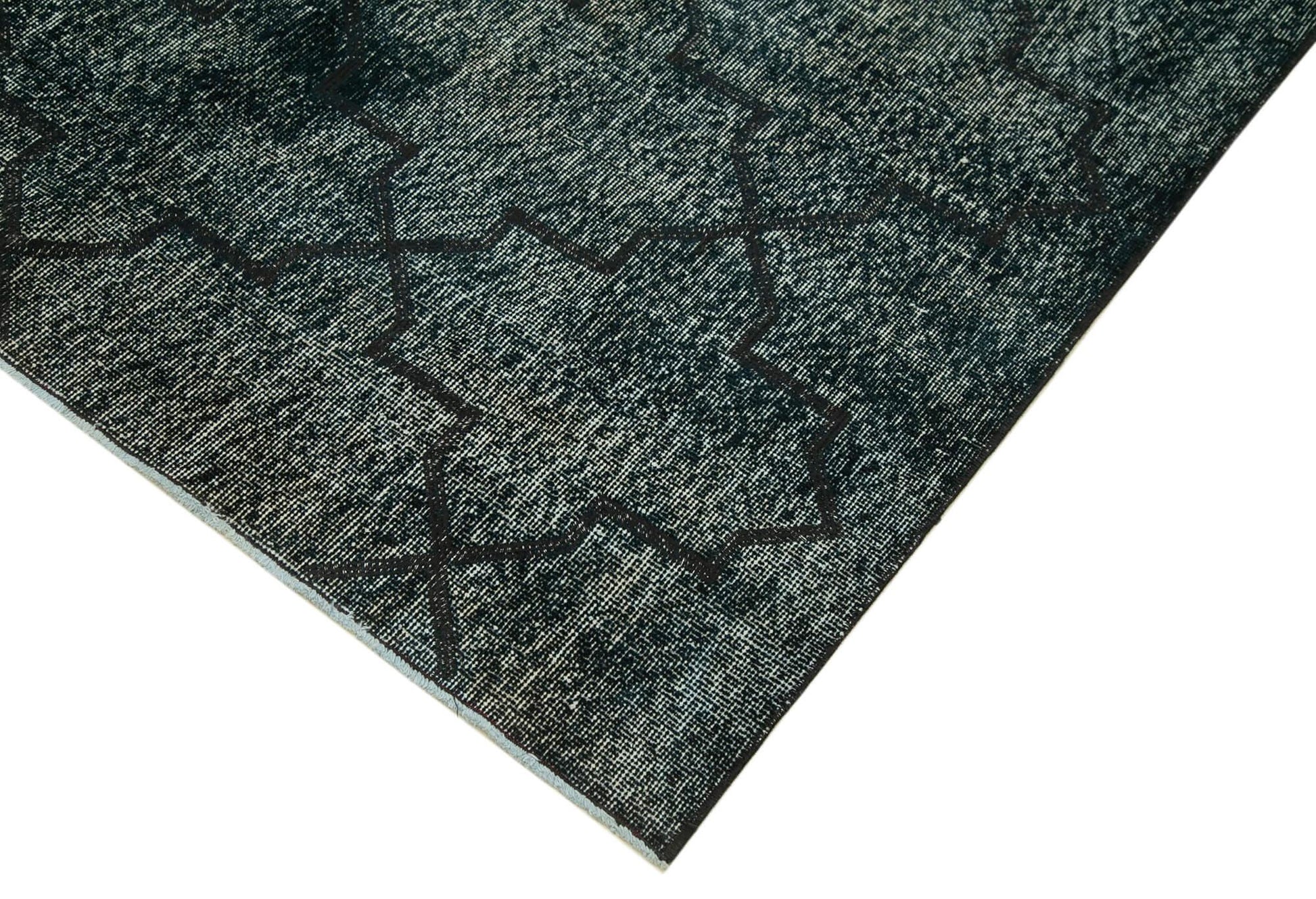Geometric Carpet Siyah Geometrik Pamuk Yün El Dokuma Halısı 142x365 Agacan