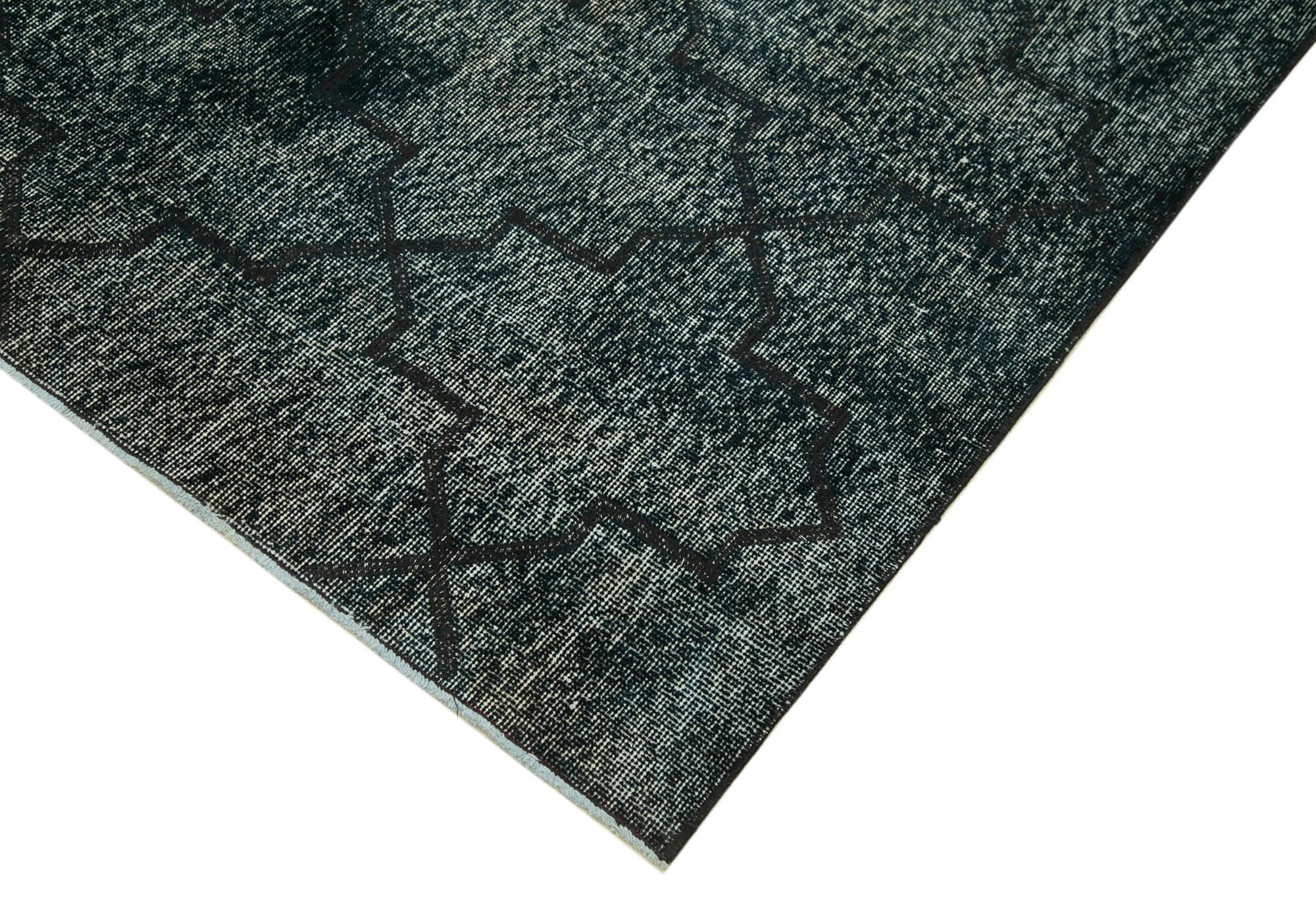 Geometric Carpet Siyah Geometrik Pamuk Yün El Dokuma Halısı 142x365 Agacan