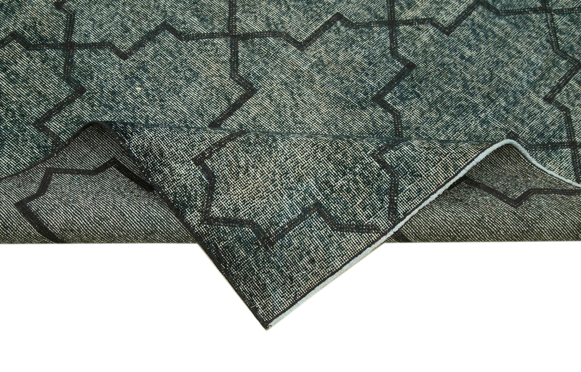 Geometric Carpet Siyah Geometrik Pamuk Yün El Dokuma Halısı 142x365 Agacan