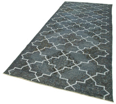 Geometric Carpet Gri Geometrik Pamuk Yün El Dokuma Halısı 144x374 Agacan