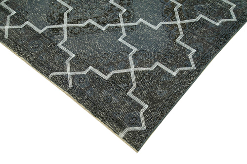 Geometric Carpet Gri Geometrik Pamuk Yün El Dokuma Halısı 144x374 Agacan
