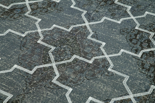 Geometric Carpet Gri Geometrik Pamuk Yün El Dokuma Halısı 144x374 Agacan