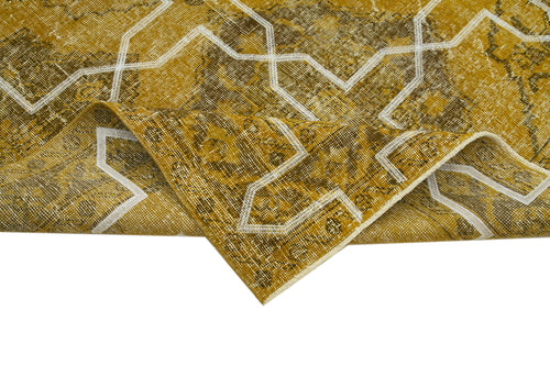 Geometric Carpet Sarı Geometrik Pamuk Yün El Dokuma Halısı 145x387 Agacan