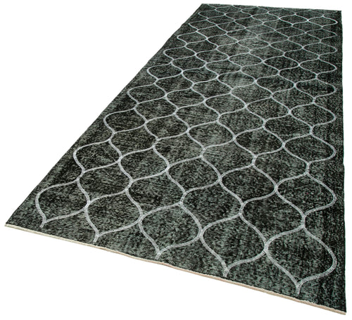 Geometric Carpet Siyah Geometrik Pamuk Yün El Dokuma Halısı 145x385 Agacan