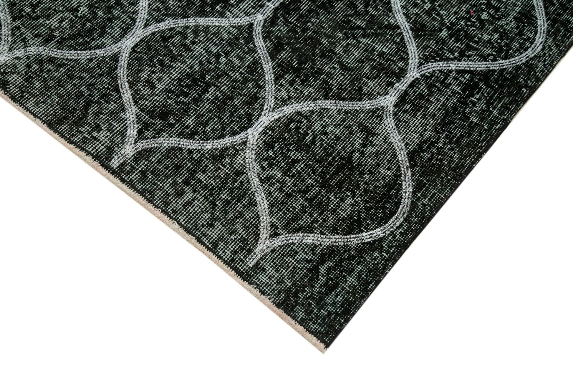 Geometric Carpet Siyah Geometrik Pamuk Yün El Dokuma Halısı 145x385 Agacan