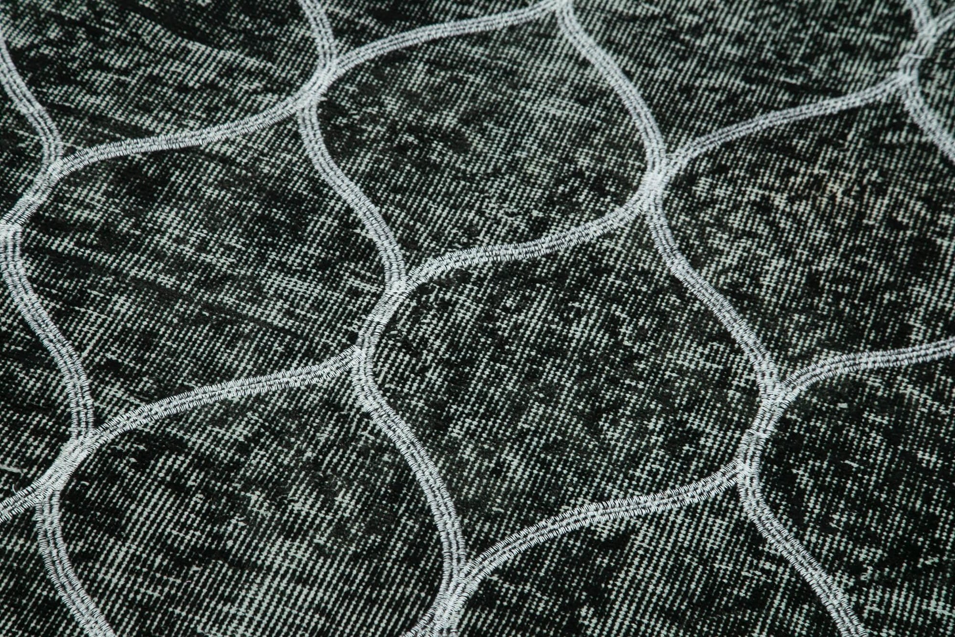 Geometric Carpet Siyah Geometrik Pamuk Yün El Dokuma Halısı 145x385 Agacan