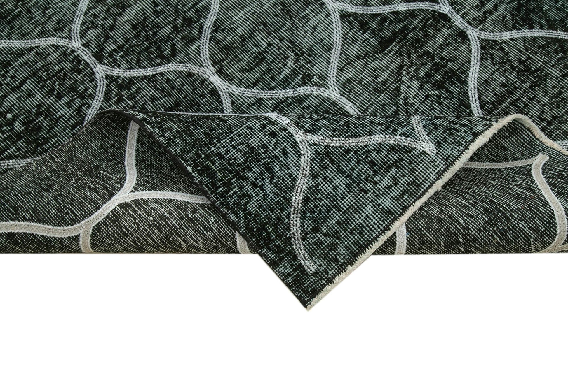 Geometric Carpet Siyah Geometrik Pamuk Yün El Dokuma Halısı 145x385 Agacan