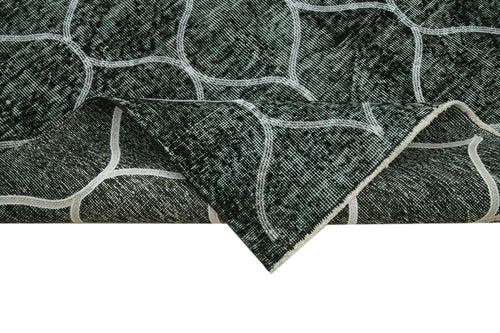 Geometric Carpet Siyah Geometrik Pamuk Yün El Dokuma Halısı 145x385 Agacan