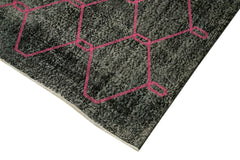 Geometric Carpet Siyah Geometrik Pamuk Yün El Dokuma Halısı 155x420 Agacan