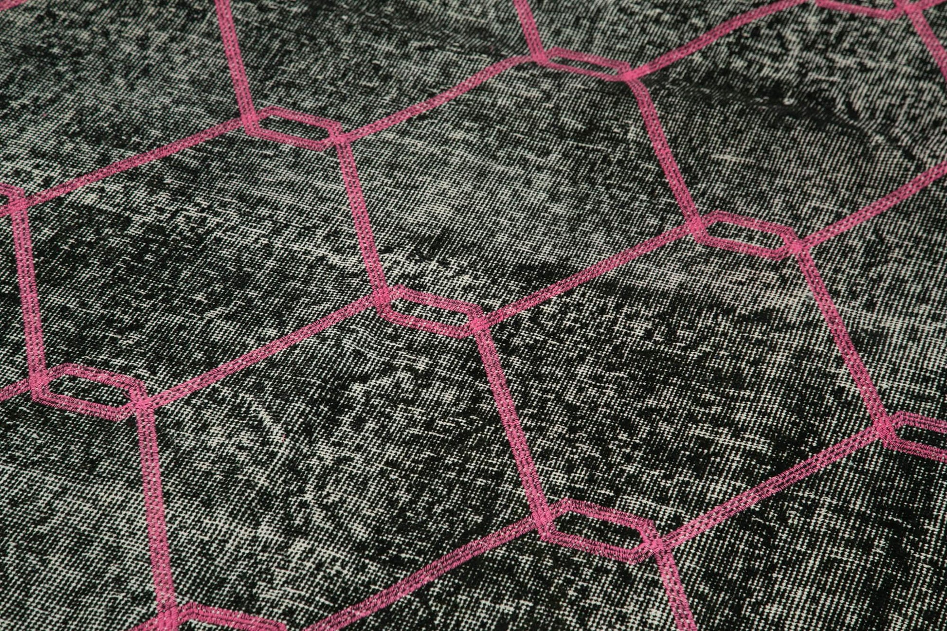 Geometric Carpet Siyah Geometrik Pamuk Yün El Dokuma Halısı 155x420 Agacan