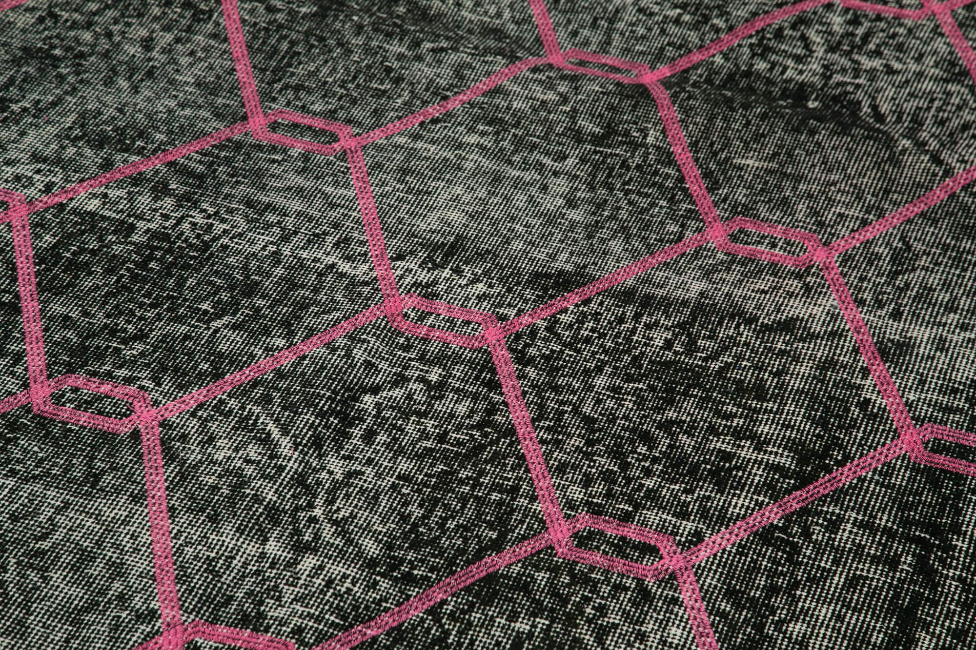 Geometric Carpet Siyah Geometrik Pamuk Yün El Dokuma Halısı 155x420 Agacan