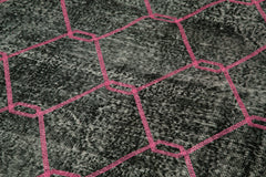 Geometric Carpet Siyah Geometrik Pamuk Yün El Dokuma Halısı 155x420 Agacan