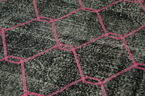Geometric Carpet Siyah Geometrik Pamuk Yün El Dokuma Halısı 155x420 Agacan