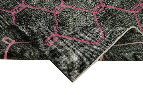 Geometric Carpet Siyah Geometrik Pamuk Yün El Dokuma Halısı 155x420 Agacan