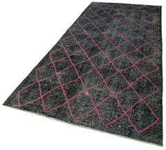 Geometric Carpet Siyah Geometrik Pamuk Yün El Dokuma Halısı 148x352 Agacan