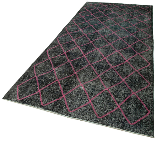 Geometric Carpet Siyah Geometrik Pamuk Yün El Dokuma Halısı 148x352 Agacan
