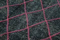 Geometric Carpet Siyah Geometrik Pamuk Yün El Dokuma Halısı 148x352 Agacan