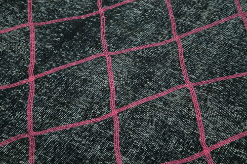 Geometric Carpet Siyah Geometrik Pamuk Yün El Dokuma Halısı 148x352 Agacan