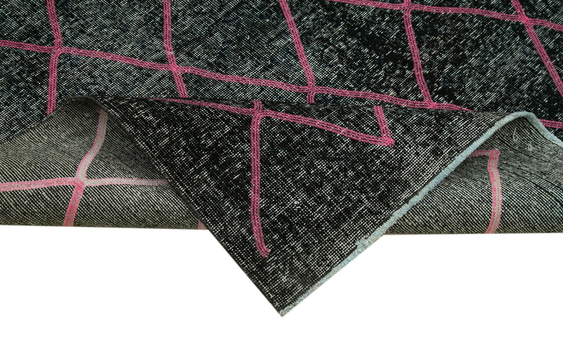 Geometric Carpet Siyah Geometrik Pamuk Yün El Dokuma Halısı 148x352 Agacan