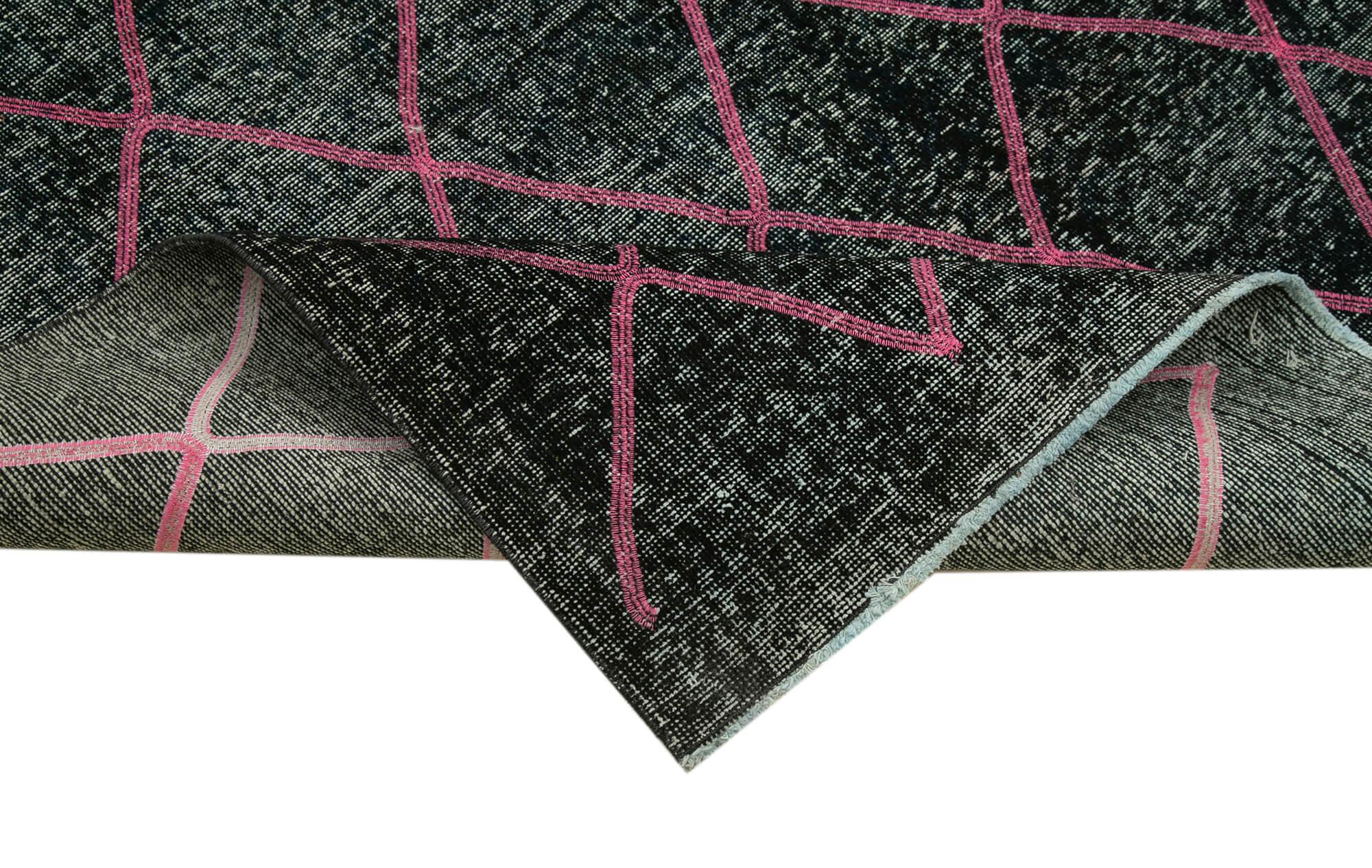 Geometric Carpet Siyah Geometrik Pamuk Yün El Dokuma Halısı 148x352 Agacan