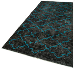 Geometric Carpet Siyah Geometrik Pamuk Yün El Dokuma Halısı 145x375 Agacan