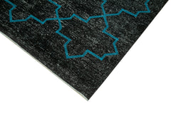 Geometric Carpet Siyah Geometrik Pamuk Yün El Dokuma Halısı 145x375 Agacan