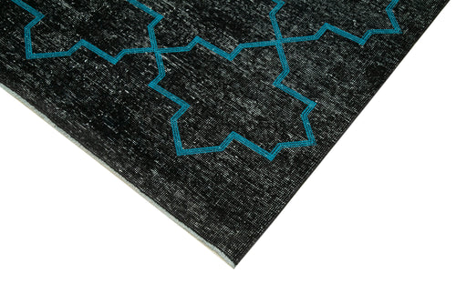 Geometric Carpet Siyah Geometrik Pamuk Yün El Dokuma Halısı 145x375 Agacan