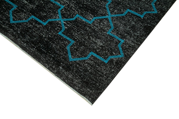 Geometric Carpet Siyah Geometrik Pamuk Yün El Dokuma Halısı 145x375 Agacan