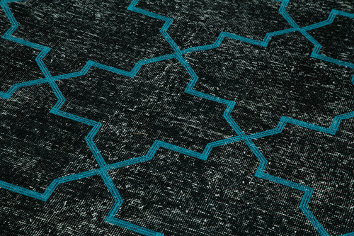 Geometric Carpet Siyah Geometrik Pamuk Yün El Dokuma Halısı 145x375 Agacan