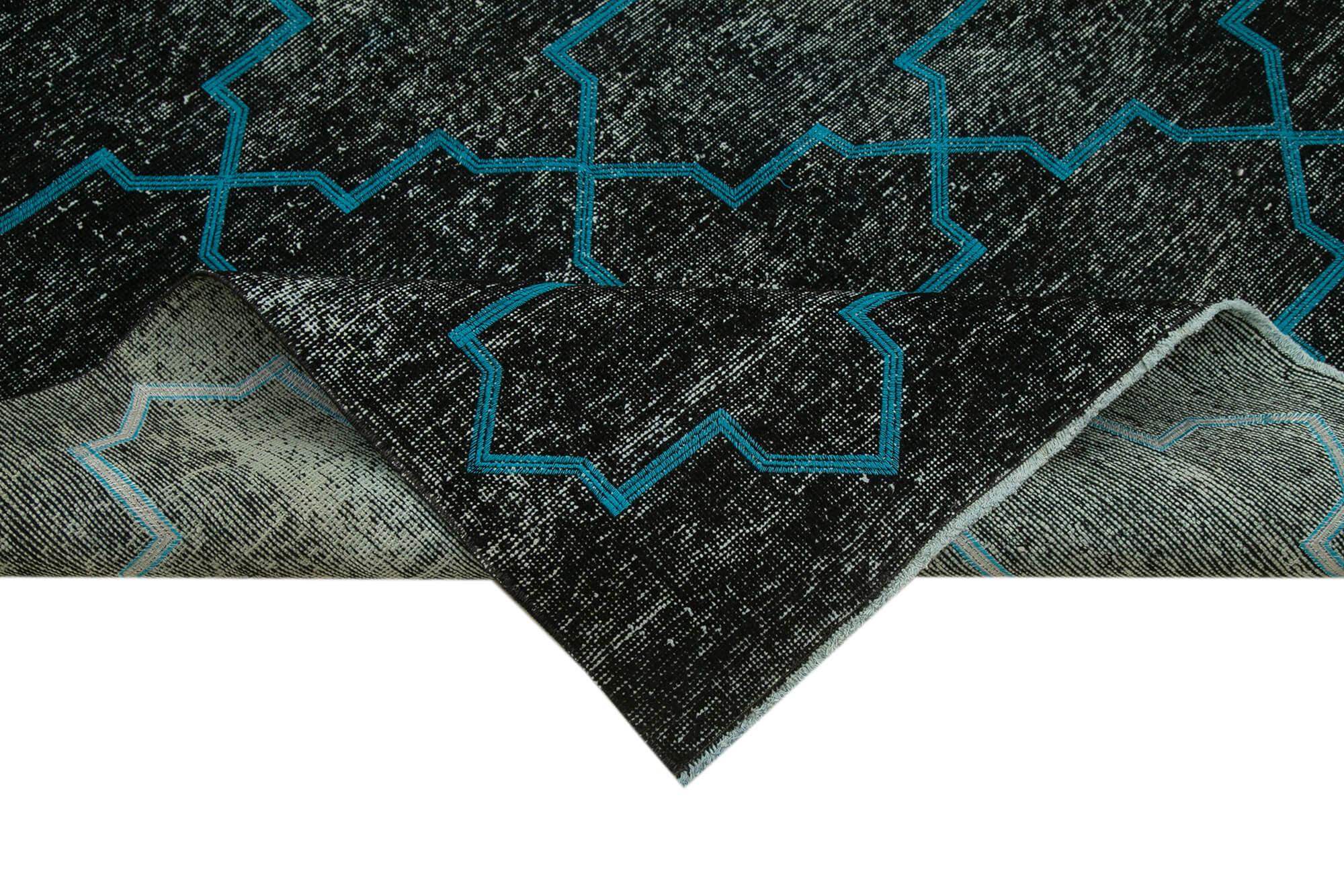 Geometric Carpet Siyah Geometrik Pamuk Yün El Dokuma Halısı 145x375 Agacan