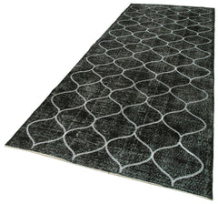 Geometric Carpet Siyah Geometrik Pamuk Yün El Dokuma Halısı 142x362 Agacan
