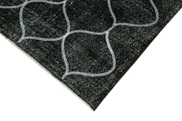 Geometric Carpet Siyah Geometrik Pamuk Yün El Dokuma Halısı 142x362 Agacan