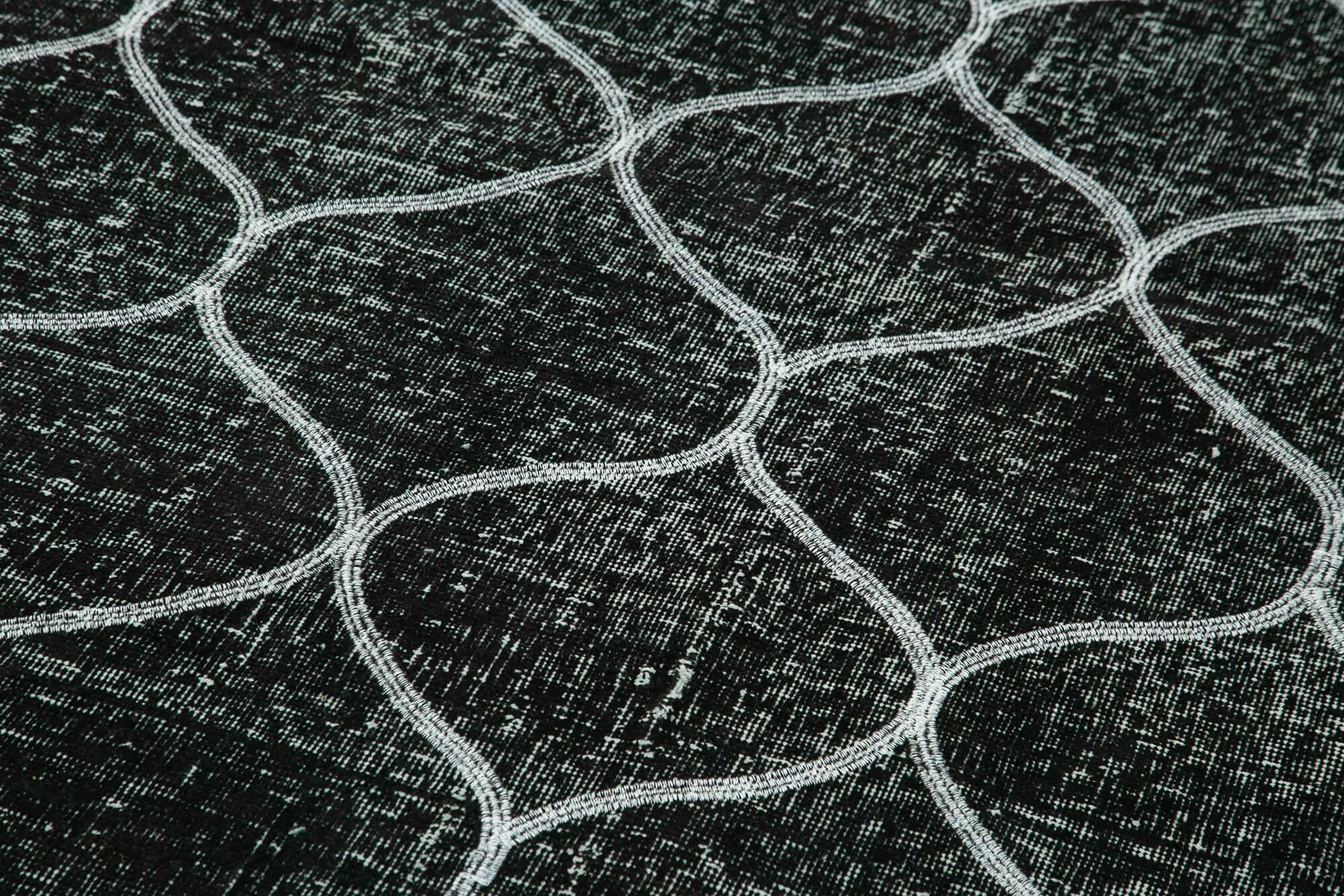 Geometric Carpet Siyah Geometrik Pamuk Yün El Dokuma Halısı 142x362 Agacan