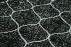 Geometric Carpet Siyah Geometrik Pamuk Yün El Dokuma Halısı 142x362 Agacan