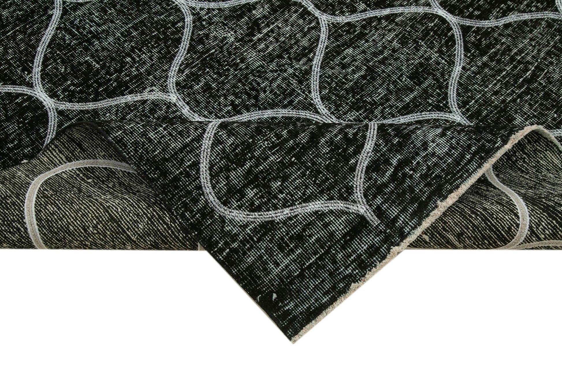 Geometric Carpet Siyah Geometrik Pamuk Yün El Dokuma Halısı 142x362 Agacan