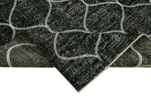 Geometric Carpet Siyah Geometrik Pamuk Yün El Dokuma Halısı 142x362 Agacan