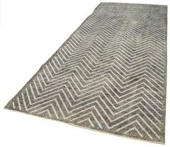 Geometric Carpet Gri Geometrik Pamuk Yün El Dokuma Halısı 150x379 Agacan