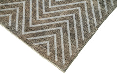 Geometric Carpet Gri Geometrik Pamuk Yün El Dokuma Halısı 150x379 Agacan