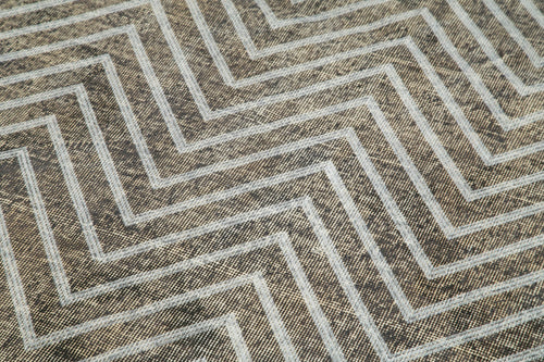 Geometric Carpet Gri Geometrik Pamuk Yün El Dokuma Halısı 150x379 Agacan