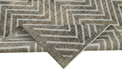 Geometric Carpet Gri Geometrik Pamuk Yün El Dokuma Halısı 150x379 Agacan