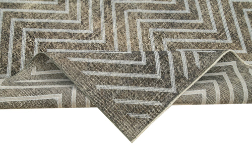Geometric Carpet Gri Geometrik Pamuk Yün El Dokuma Halısı 150x379 Agacan