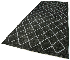 Geometric Carpet Siyah Geometrik Pamuk Yün El Dokuma Halısı 144x374 Agacan