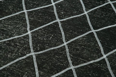 Geometric Carpet Siyah Geometrik Pamuk Yün El Dokuma Halısı 144x374 Agacan