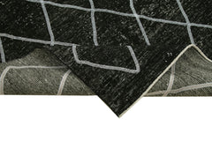 Geometric Carpet Siyah Geometrik Pamuk Yün El Dokuma Halısı 144x374 Agacan