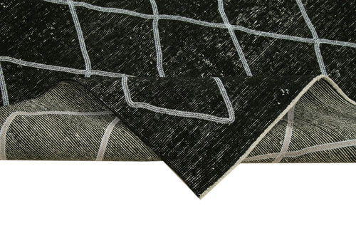 Geometric Carpet Siyah Geometrik Pamuk Yün El Dokuma Halısı 144x374 Agacan