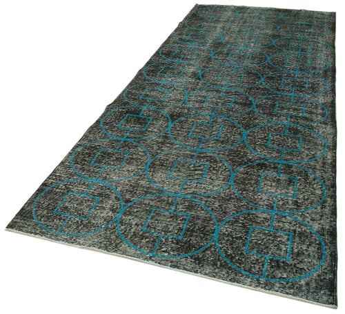 Geometric Carpet Siyah Geometrik Pamuk Yün El Dokuma Halısı 140x373 Agacan