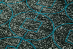 Geometric Carpet Siyah Geometrik Pamuk Yün El Dokuma Halısı 140x373 Agacan