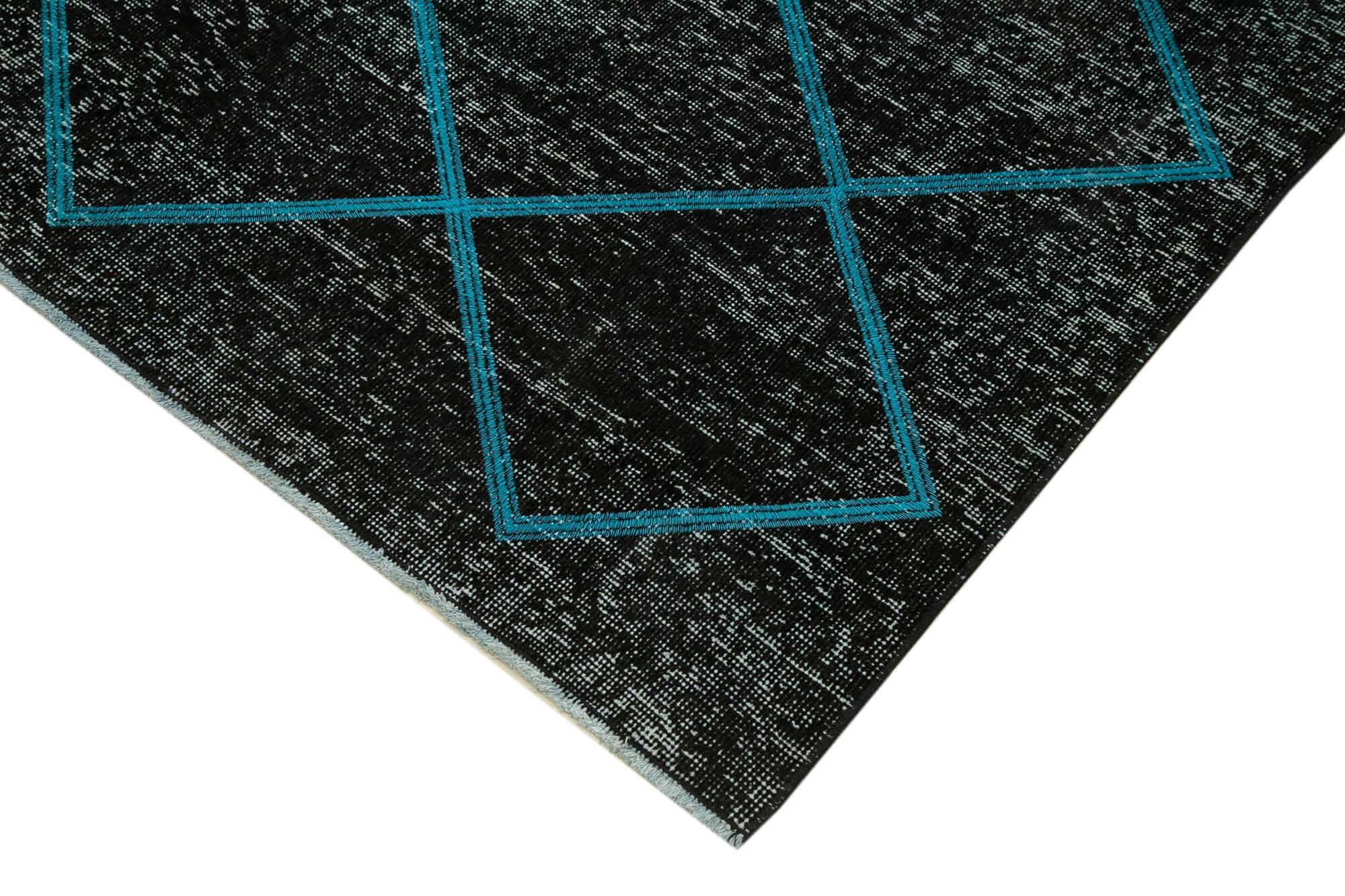 Geometric Carpet Siyah Geometrik Pamuk Yün El Dokuma Halısı 141x373 Agacan